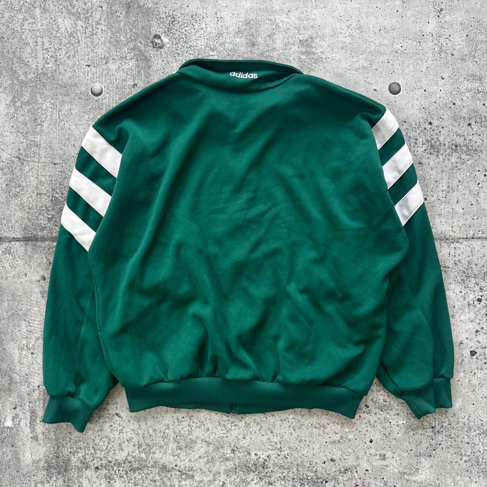 Vintage Adidas Track Jacket Mens XL Green Black Colorblock Zip Up 3 Stripe 90s - Picture 2 of 6